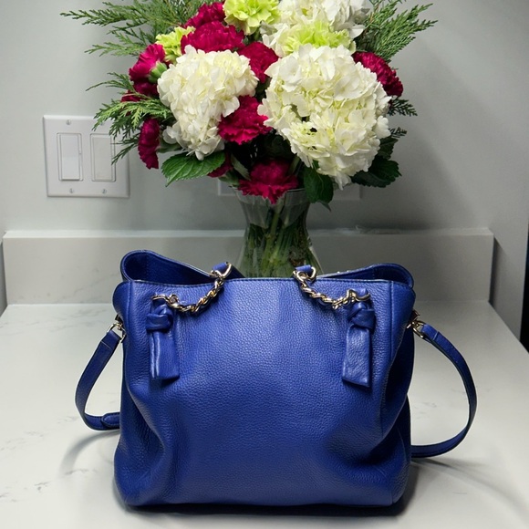 Tory Burch Harper Royal Blue Crossbody Shoulder Tote Bag EUC - Picture 3 of 14